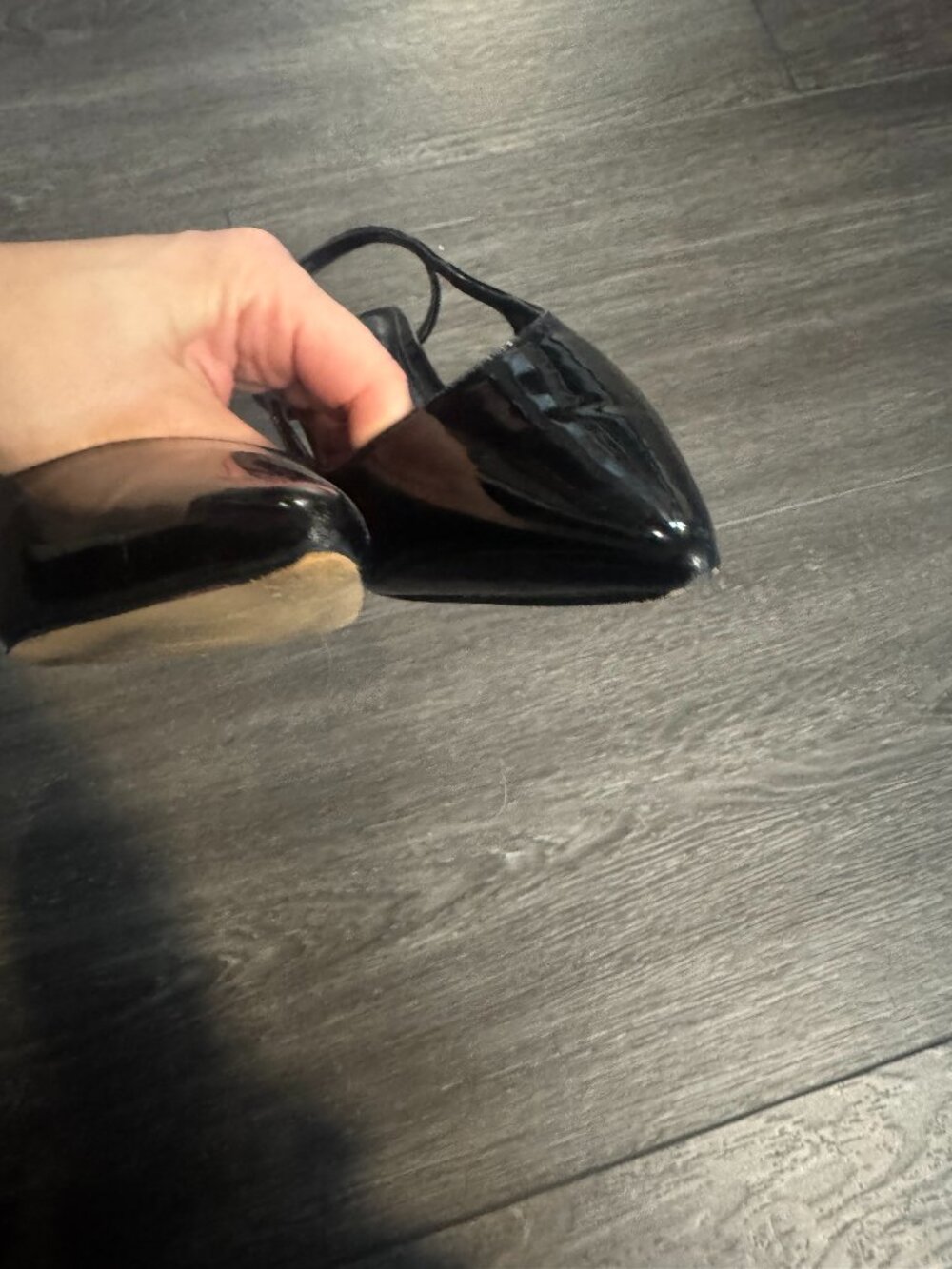 Steve Madden Black Patent Slingback Pointed Toe Kitten Heel Size 7 - Picture 3 of 4